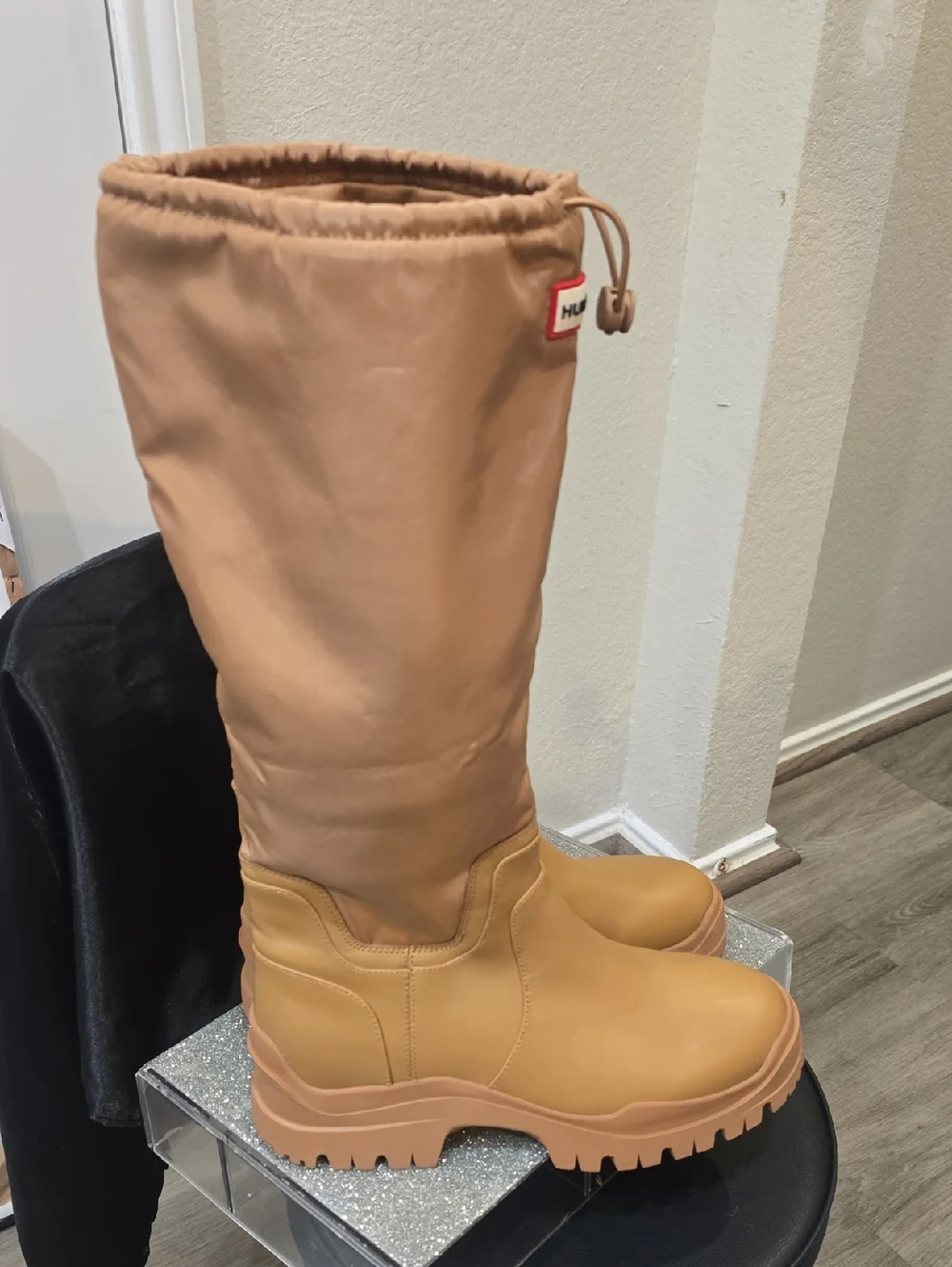 Hunter Wendy Tall Waterproof Rain Boots- Light Natural - Picture 10 of 12